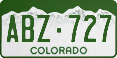 CO license plate ABZ727