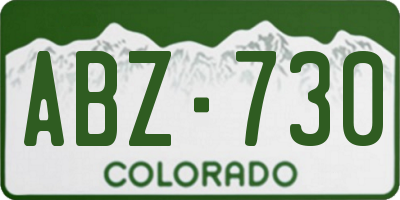 CO license plate ABZ730