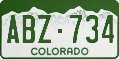 CO license plate ABZ734