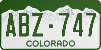 CO license plate ABZ747