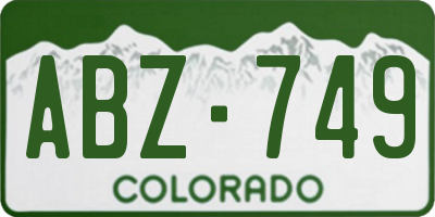 CO license plate ABZ749