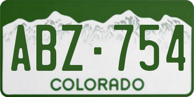 CO license plate ABZ754