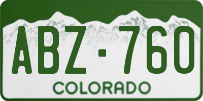 CO license plate ABZ760