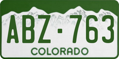 CO license plate ABZ763