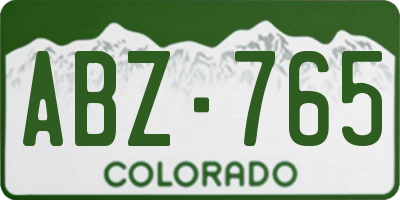 CO license plate ABZ765