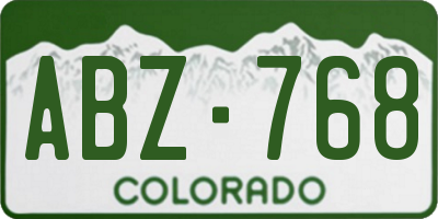 CO license plate ABZ768