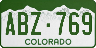 CO license plate ABZ769