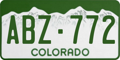 CO license plate ABZ772