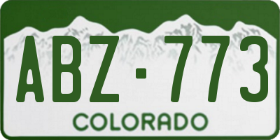 CO license plate ABZ773