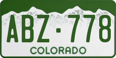 CO license plate ABZ778