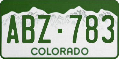 CO license plate ABZ783