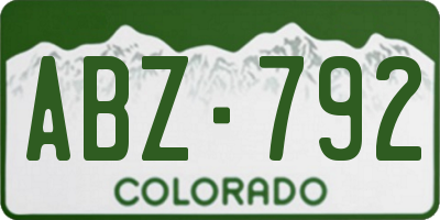 CO license plate ABZ792