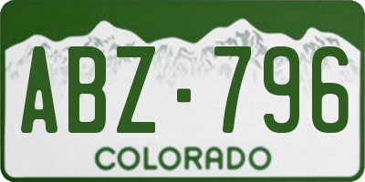 CO license plate ABZ796