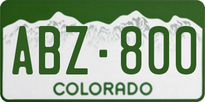 CO license plate ABZ800