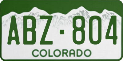 CO license plate ABZ804