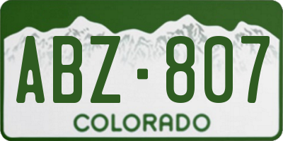 CO license plate ABZ807