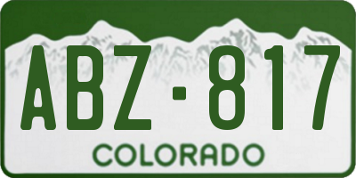 CO license plate ABZ817