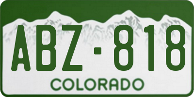 CO license plate ABZ818