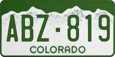 CO license plate ABZ819