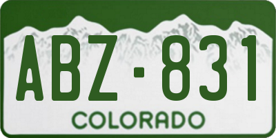 CO license plate ABZ831