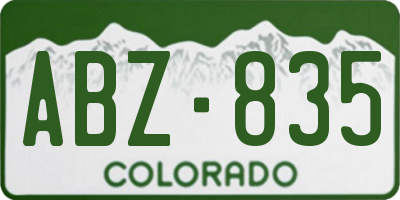 CO license plate ABZ835