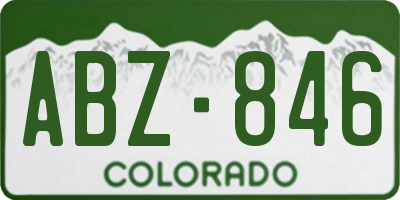 CO license plate ABZ846