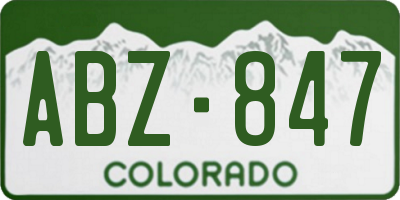 CO license plate ABZ847