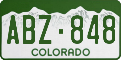 CO license plate ABZ848