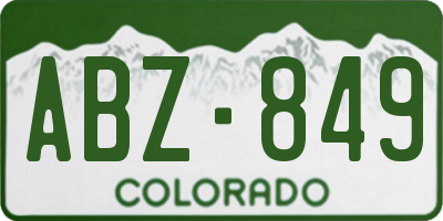 CO license plate ABZ849