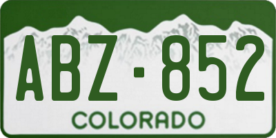 CO license plate ABZ852