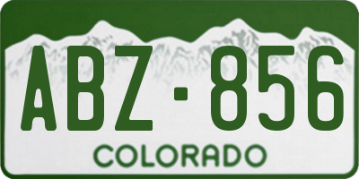 CO license plate ABZ856