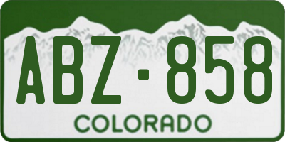 CO license plate ABZ858