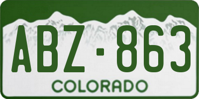 CO license plate ABZ863