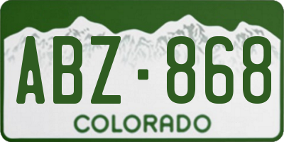 CO license plate ABZ868