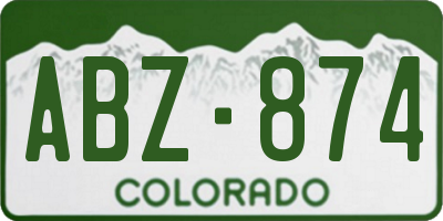 CO license plate ABZ874