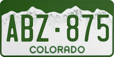 CO license plate ABZ875