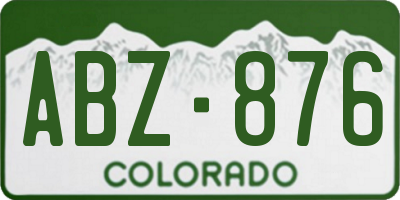 CO license plate ABZ876