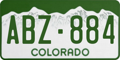 CO license plate ABZ884