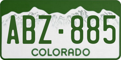 CO license plate ABZ885