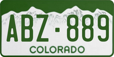 CO license plate ABZ889