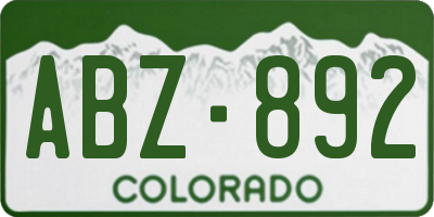 CO license plate ABZ892