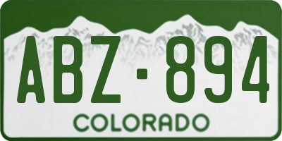 CO license plate ABZ894
