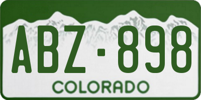 CO license plate ABZ898