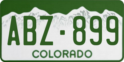 CO license plate ABZ899