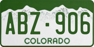 CO license plate ABZ906