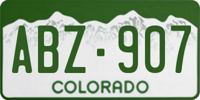 CO license plate ABZ907