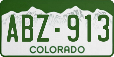 CO license plate ABZ913
