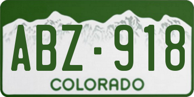 CO license plate ABZ918