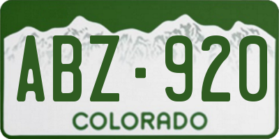 CO license plate ABZ920