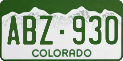 CO license plate ABZ930